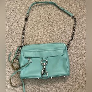 Rebecca Minkoff mini mac crossbody bag in Teal with silver hardware